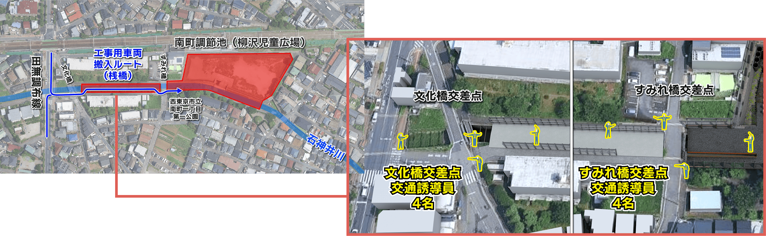 到達立坑の工事車両ルート